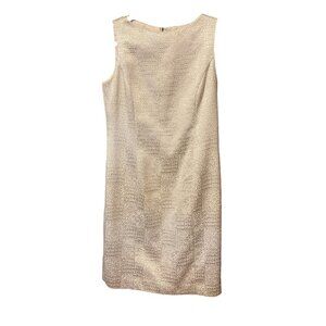 Vintage Rickie Freeman For TJ Nites Sleeveless Dress Metallic Pale Gold SZ 6 USA